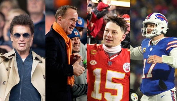 Tom Brady, Peyton Manning, Josh Allen and Patrick Mahomes