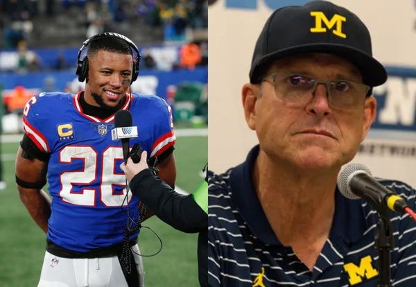 Saquon Barkley and Jim harbaugh