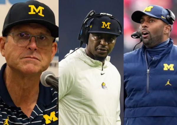 Sherrone Moore, Steve Clinkscale,  Jim Harbaugh