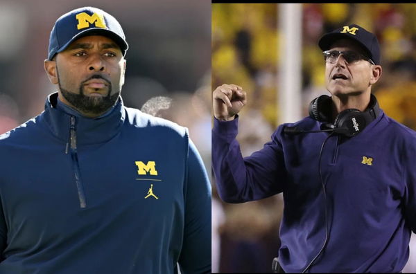 Sherrone Moore and Jim Harbaugh