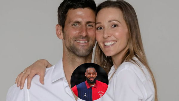 Novak Djokovic, Jelena Djokovic and LeBron James