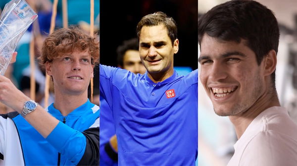 Jannik Sinner, Roger Federer, Carlos Alcaraz