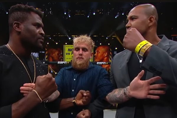 Jake Paul separating Francis Ngannou and Renan Ferreira