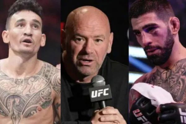 Max Holloway / Dana White / Ilia Topuria