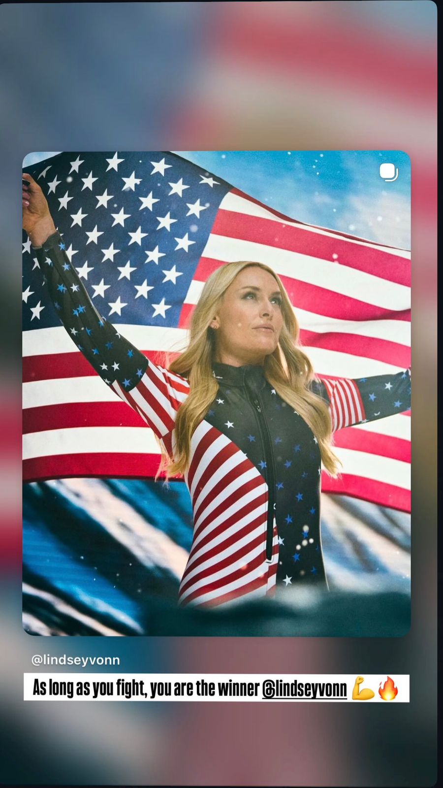 Iga Swiatek's story for Lindsey Vonn