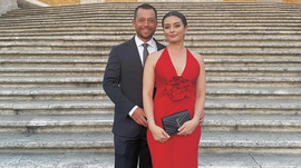 Xander Schauffele and Maya Lowe at The Spanish Steps in Rome, Italy, for the 2023 Ryder Cup