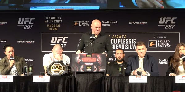 Dana White; Sean Strickland; Dricus Du Plessis; Mayra Bueno Silva; Raquel Pennington