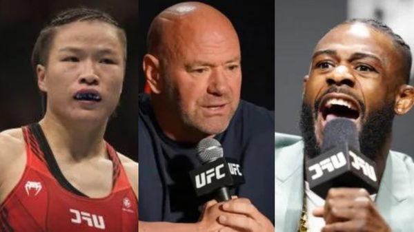 Zhang Weili + Dana White + Aljamain Sterling