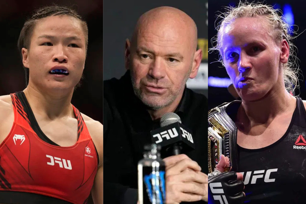 Zhang Weili, Dana White, Valentina Shevchenko