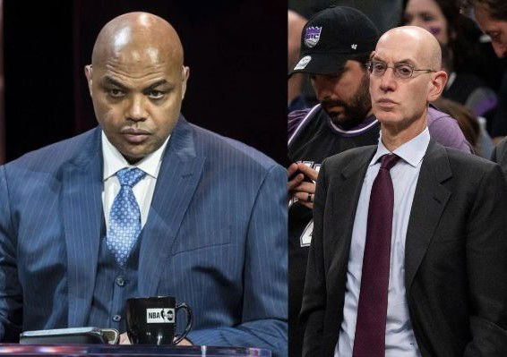 Charles Barkley (L) and Adam Silver (R) Collage