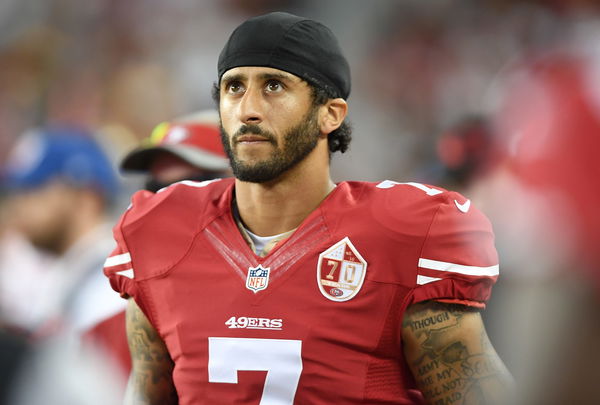 San Francisco 49ers Colin Kaepernick (7) scrambles in the second quarter  against the Baltimore Ravens at Levi's Stadium in Santa Clara, California  on October 18, 2015. The 49ers defeated the Ravens 25-20.