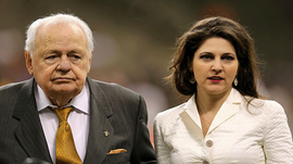 Rita Benson LeBlanc with her grandfather, Tom Benson