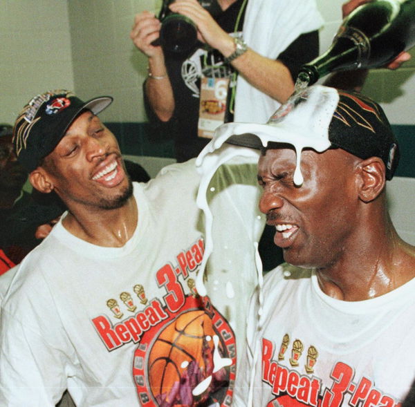 Dennis Rodman and Michael Jordan