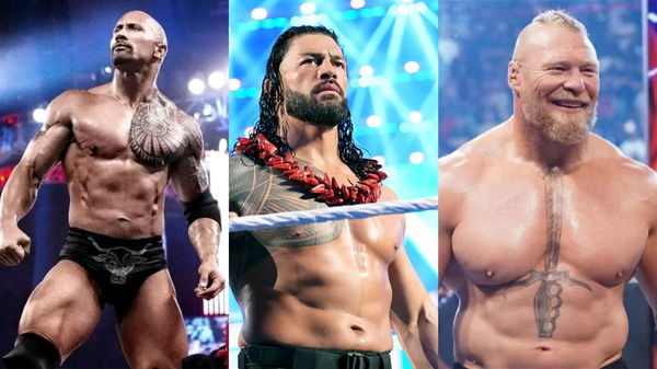 dwayne johnson, roman reigns and brock lesnar