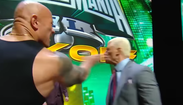 dwayne johnsosn slaps cody rhodes