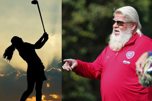 female golfer silhouette + John Daly