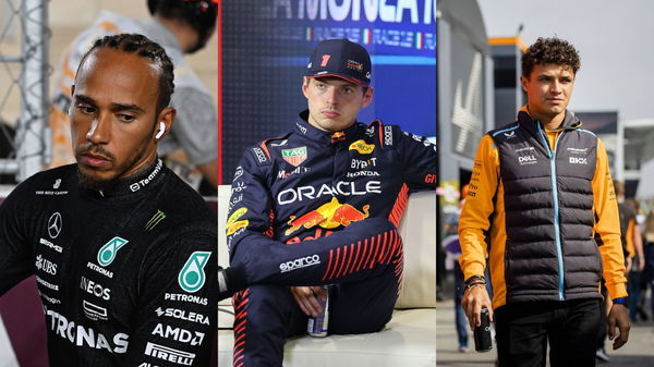 Lewis Hamilton, Max Verstappen and Lando Norris