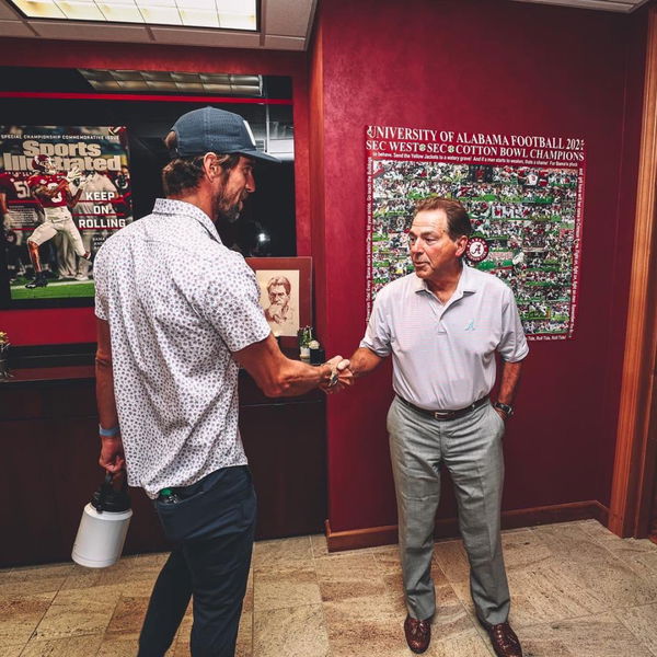 Nick Saban with Michael Phelps