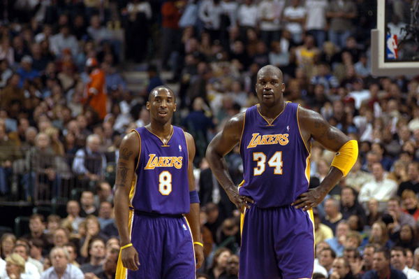 Shaquille O Neal (re.) und Kobe Bryant (beide Los Angeles Lakers) eintr?chtig nebeneinander