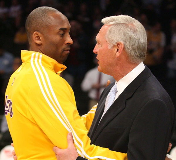 Kobe Bryant (L) and Jerry West (R) Collage