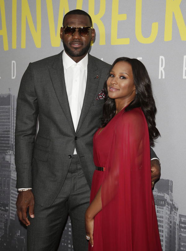 LeBron James and his wife Savannah arrive on the red carpet at the New York Premiere of Trainwreck at Alice Tully Hall