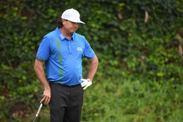 PACIFIC PALISADES CA FEBRUARY 19 Pat Perez reacts to his tee shot on the sixth hole during the t