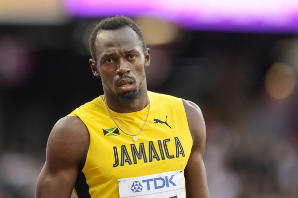 170805 Jamaicas Usain Bolt inf?r semifinalen pa 100 meter under dag tva av friidrotts VM den 5 augu