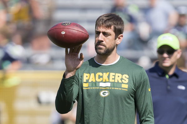 September 10, 2017: Green Bay Packers quarterback Aaron Rodgers 12 warms up prior to the NFL America