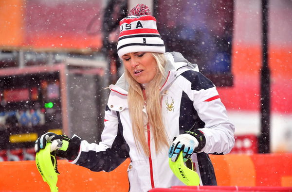 American Lindsey Vonn leaves the course after missing a gate and failing to finish the slalom portio