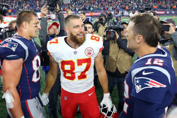 October 14, 2018; Foxborough, MA, USA; New England Patriots tight end Rob Gronkowski (87), Kansas Ci