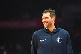 LOS ANGELES CA DECEMBER 20 Dallas Mavericks Forward Dirk Nowitzki 41 looks on before a NBA Bas