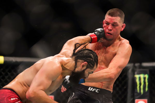 November 3, 2019, New York, NEW YORK, ESTADOS UNIDOS: Jorge Masvidal (Red) and Nate Diaz (Blue) dur