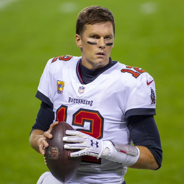 October 08, 2020: Chicago, Illinois, U.S. &#8211; Buccaneers Quarterback 12 Tom Brady warms up during the NFL, American Footba