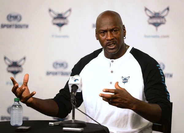 October 28, 2014, Charlotte, NC, USA: In this file photo, Charlotte Hornets owner Michael Jordan responds to a question