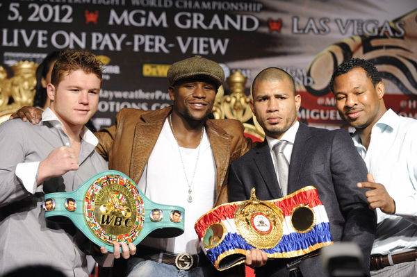 Canelo Alvarez US boxer Floyd Mayweather WBA Super Welterweight World Champion Miguel Cotto of Pue