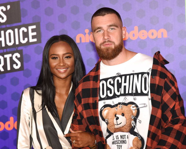 Travis Kelce and Kayla Nicole attends Nickelodeon?s Kids? Choice Sports 2018 hosted by Houston Chris