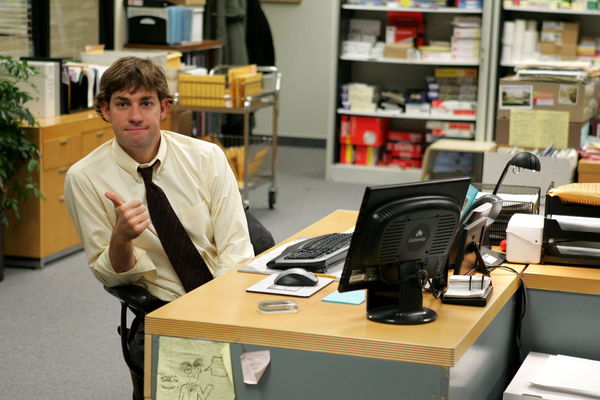 THE OFFICE aka THE OFFICE: AN AMERICAN WORKPLACE Performance Review John Krasinski as Jim Halpert Date: 2005. Strictly