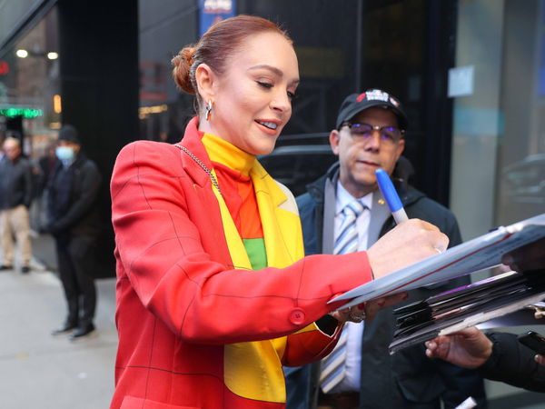 Lindsay Lohan Strikes A Pose At Good Morning America Featuring: Lindsay Lohan Where: New York, New York, United States