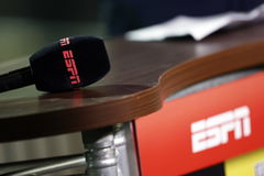 ALMELO &#8211; ESPN microphone during the Dutch Eredivisie match between Heracles Almelo and Vitesse Arnhem at the Erve Asito