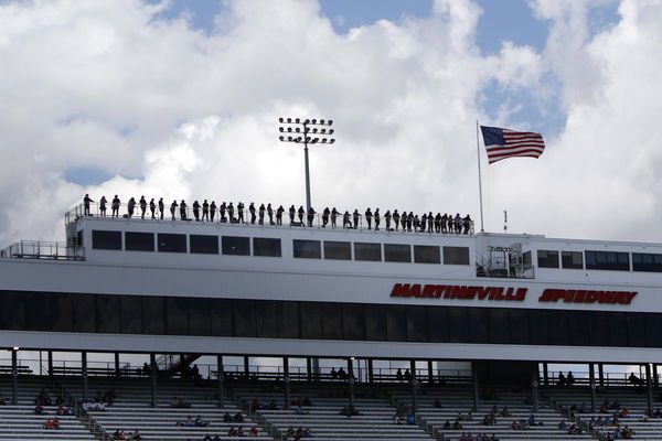 MARTINSVILLE, VA – APRIL 11: The spotters are perched high atop the grandstands during the running of the rain delayed C