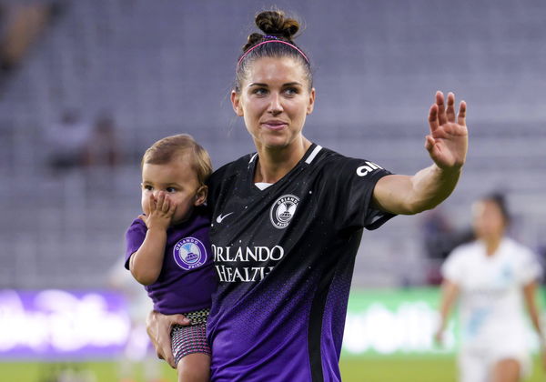 ORLANDO, FL &#8211; JUNE 20: Orlando Pride forward Alex Morgan (13) and her daughter Charlie after the NWSL soccer match betwe