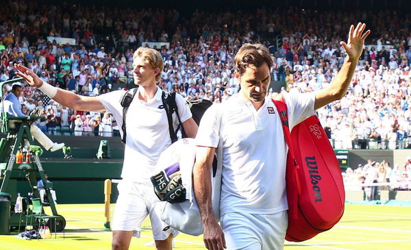 Mandatory Credit: Photo by James Marsh/BPI/Shutterstock (9754505eg) Roger Federer looking dejected after his defeat in h