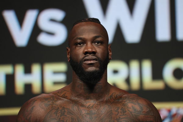 Deontay Wilder on stage for the Weigh-In of the Tyson Fury vs Deontay Wilder III 12-round Heavyweight boxing match, at