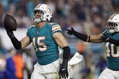 MIAMI GARDENS, FL &#8211; JANUARY 09: Miami Dolphins outside linebacker Jaelan Phillips (15) celebrates after recovering a fum