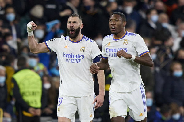 ESP: Real Madrid-PSG. UEFA Champions League Karim Benzema and David Alaba of Real Madrid during the UEFA Champions Leag