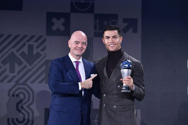 ZURICH, SWITZERLAND &#8211; JANUARY 17: FIFA President Gianni Infantino presents the FIFA Special Best Men s award to Cristian