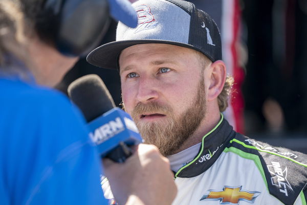 April 23, 2022, Lincoln, AL, United States of America: Jeffery Earnhardt gets interviewed before the Ag-Pro 300 at Talla