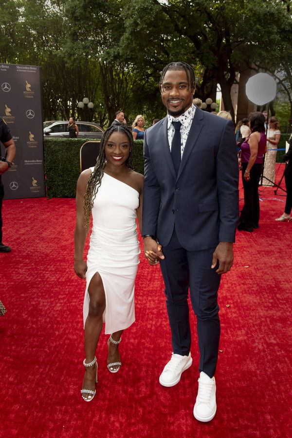 April 20, 2022, Houston, Texas, United States of America: April 20, 2022 &#8211; SIMONE BILES and FiancŽ JONATHAN OWENS walk