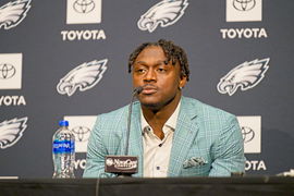 Sport Bilder des Tages PHILADELPHIA, PA &#8211; MAY 02: Philadelphia Eagles wide receiver AJ Brown holds a press conference, P