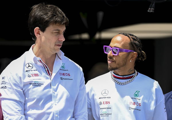 MIAMI GARDENS, FL &#8211; MAY 08: Mercedes-AMG Petronas Team Principal &amp; CEO Toto Wolff and Mercedes-AMG Petronas driver Lewis